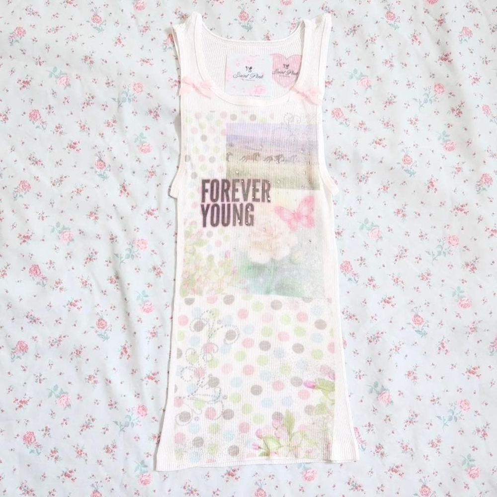 forever young ribbed tank top pastel y2k